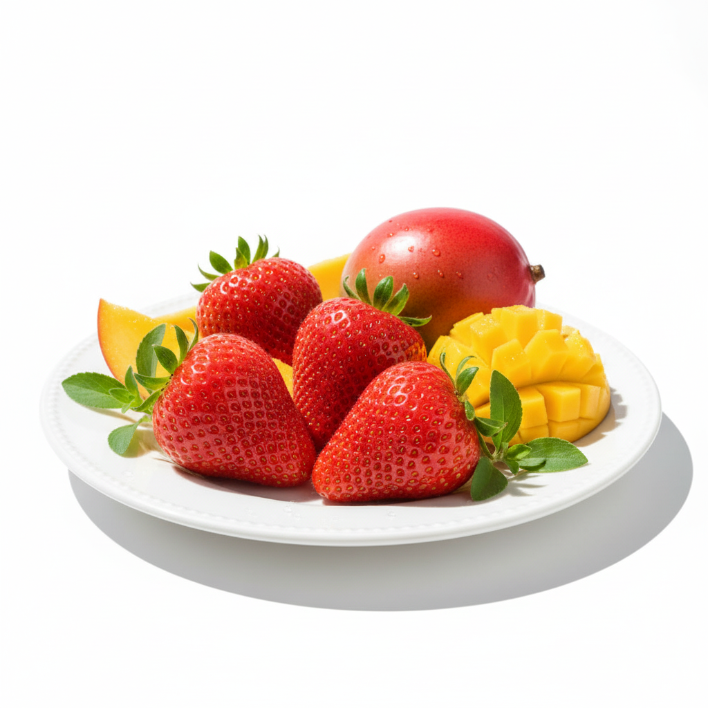 Fresh Ingredients - Strawberries, Mango, and Stevia