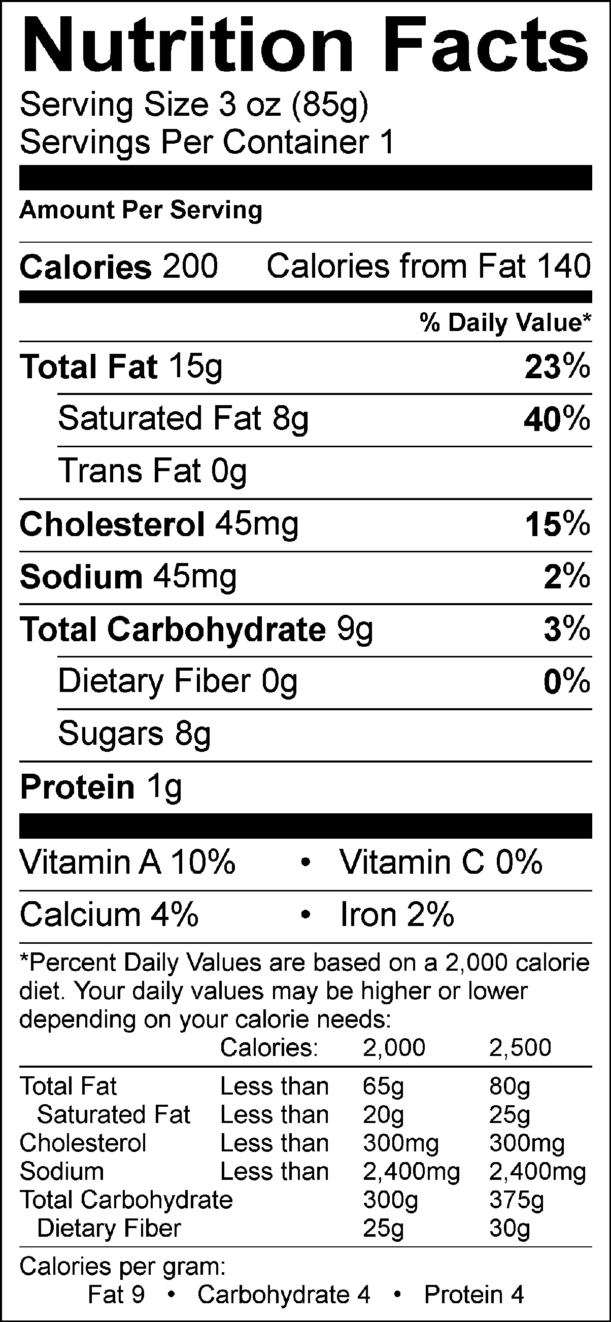 Brown Sugar Vanilla Nutrition Facts