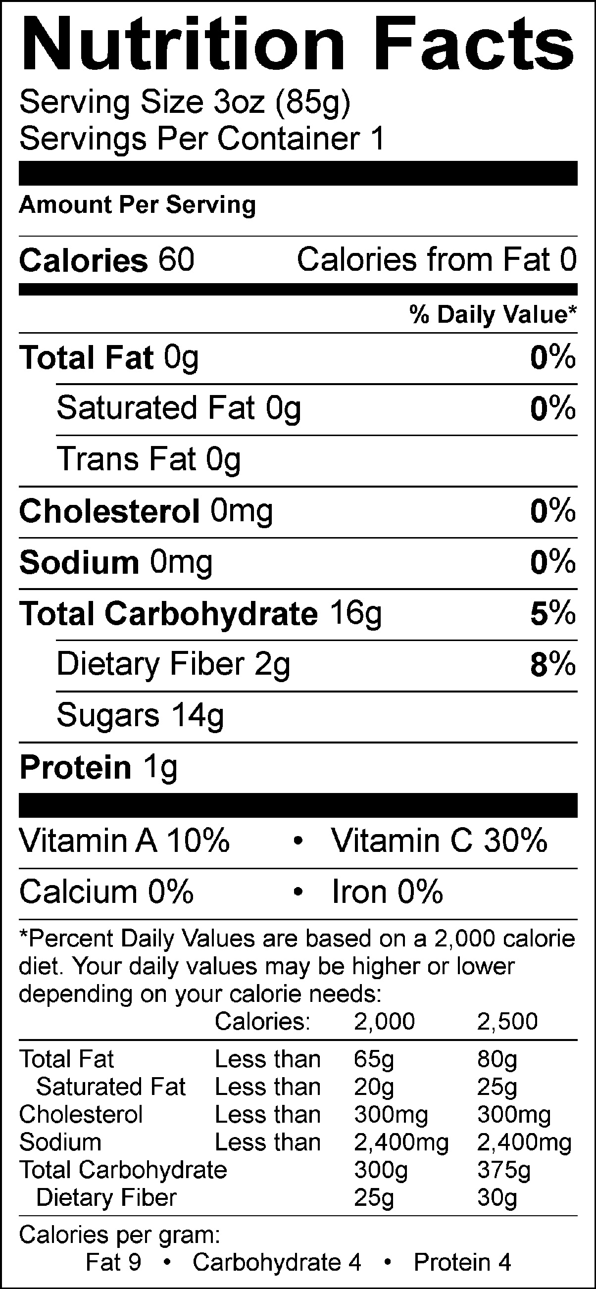 Cherry Mango Nutrition Facts