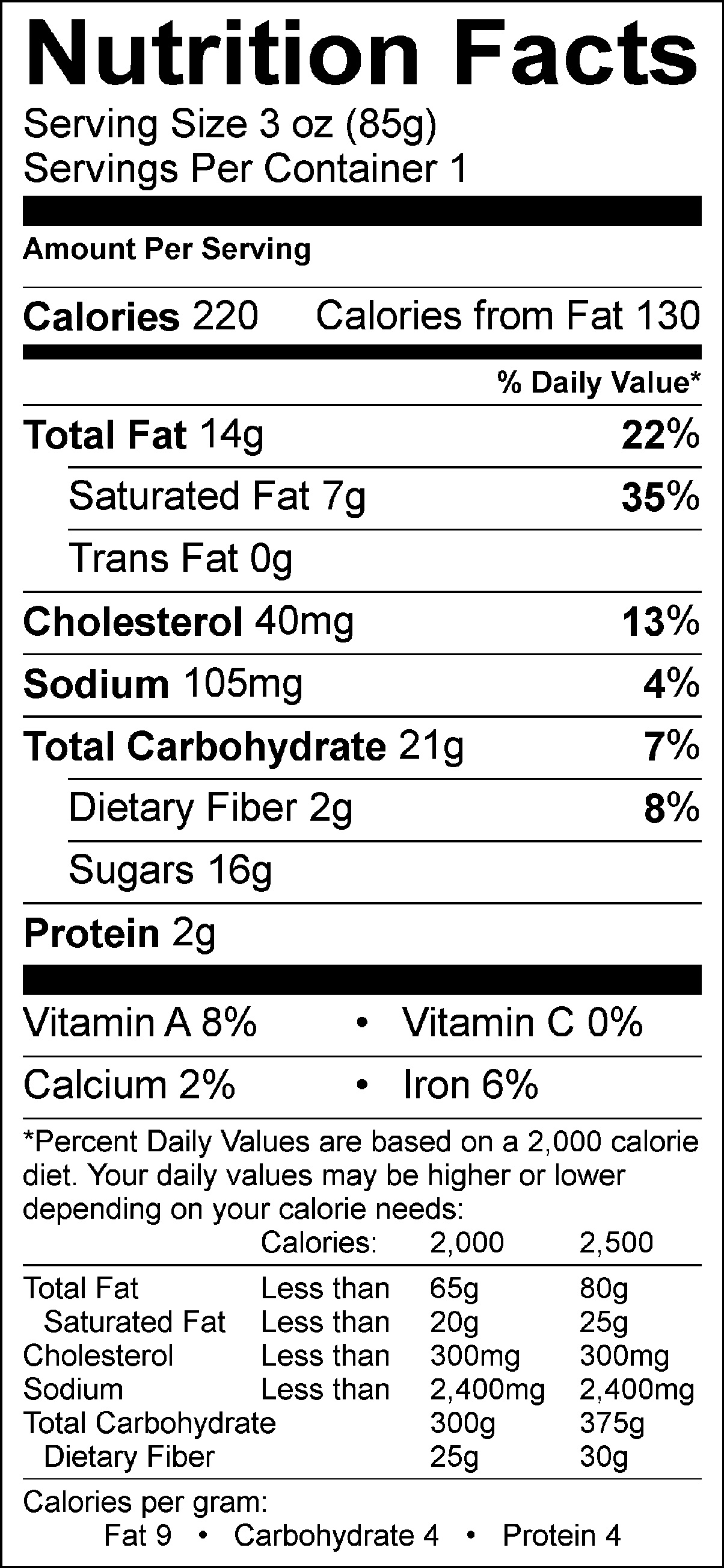 Chocolate Cookie Nutrition Facts