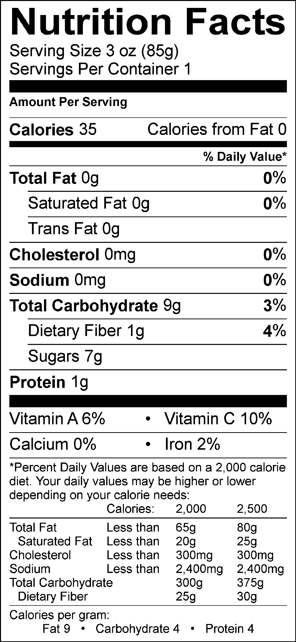 Honeydew Peach Nutrition Facts