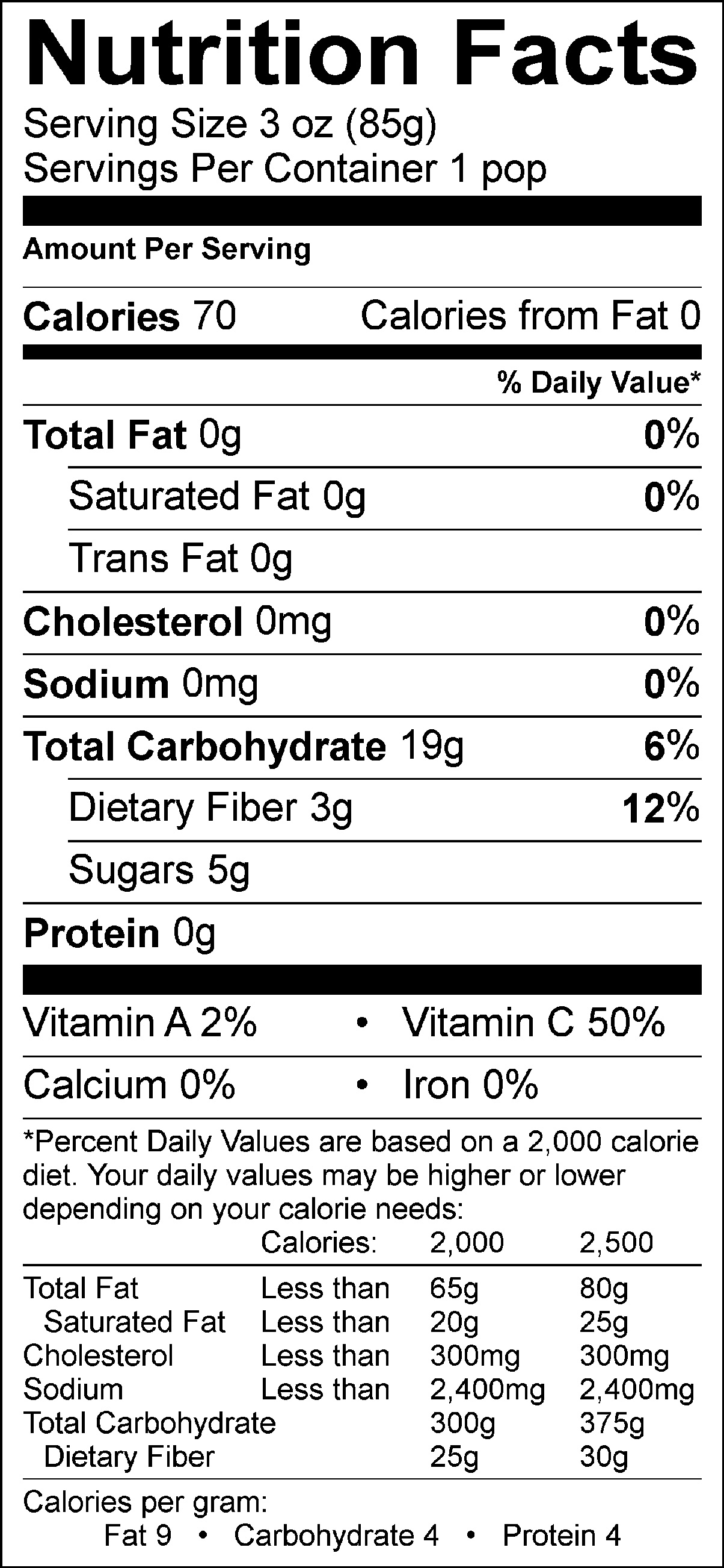 Rainbow Nutrition Facts