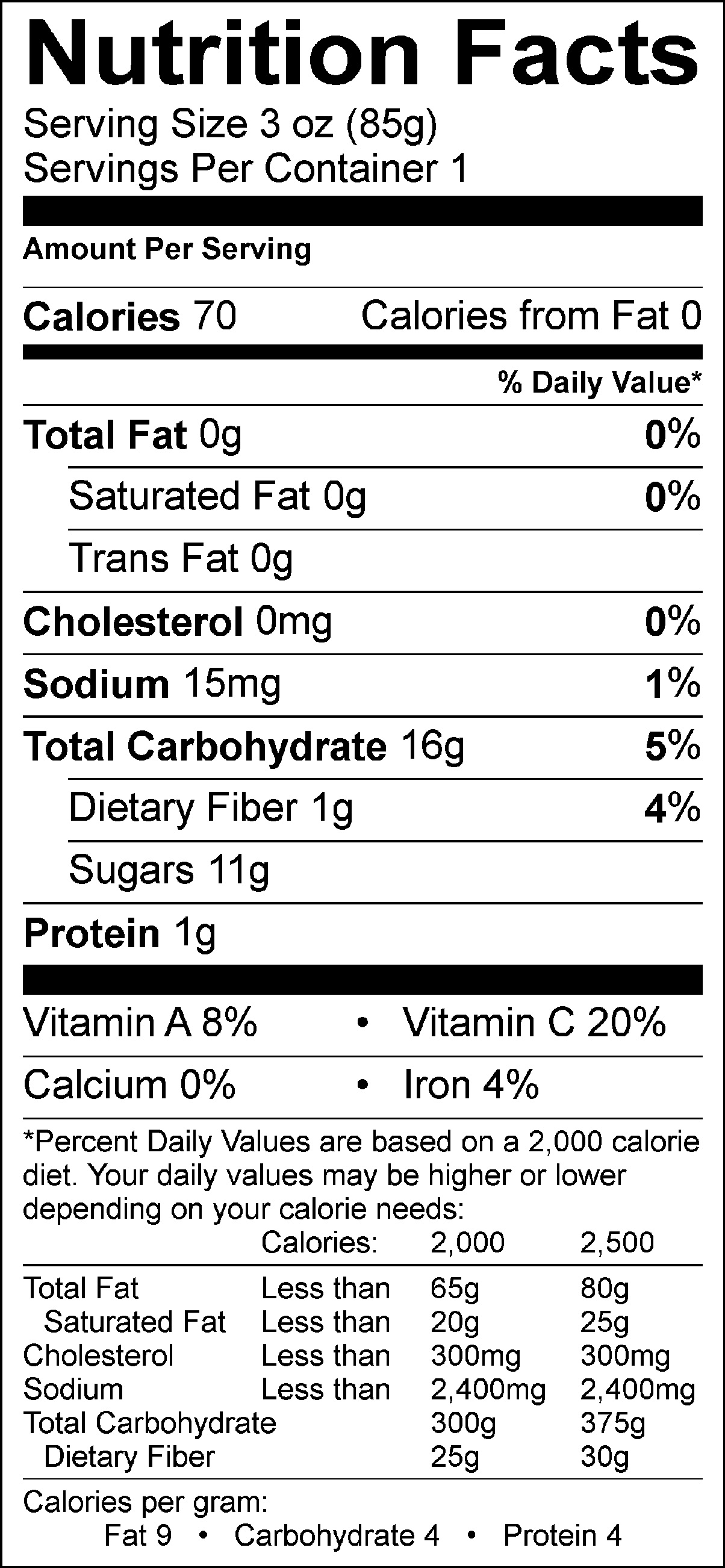 Blackberry Pineapple Mango Nutrition Facts